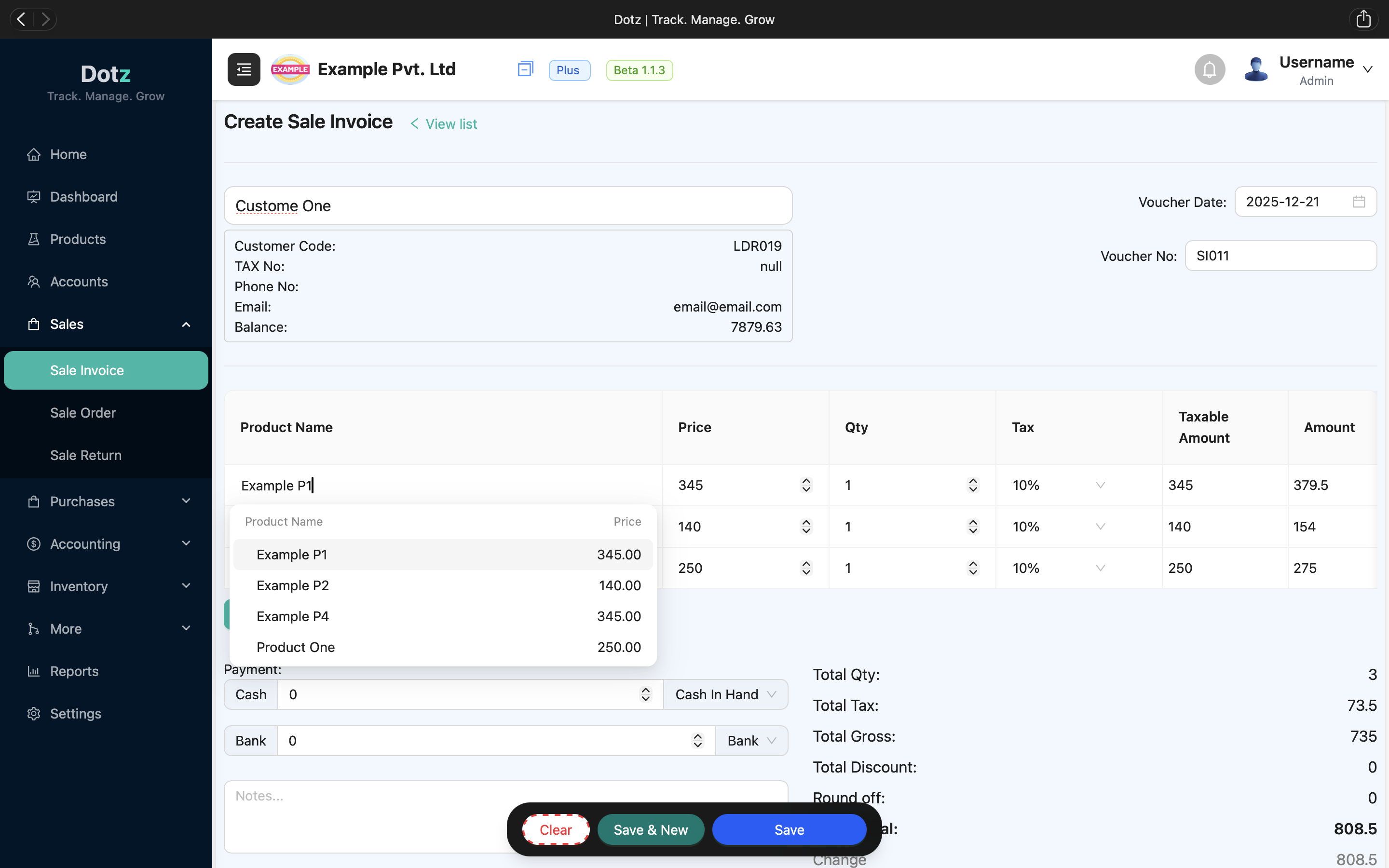 Create sale Screenshot